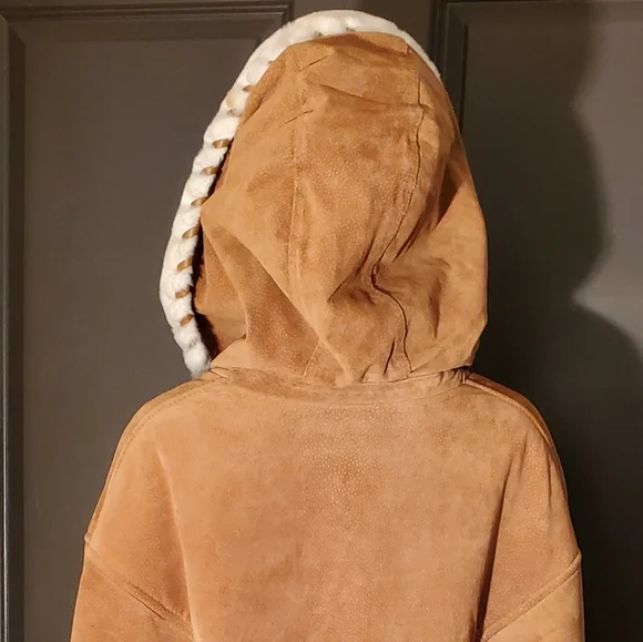 Vintage Marvin Richards Hooded Leather Shearling Coat - Picture 9 of 12